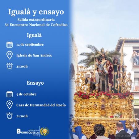 Cofradía Borriquilla Granada: IGUALA  Y ENSAYO PARA LA SALIDA EXTRAORDINARIA POR EL #34ENC