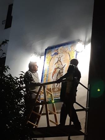 Cofradía Borriquilla Granada: BENDICIÓN DEL RETABLO CERÁMICO DE JESÚS EN LA ENTRADA EN JERUSALÉN POR 75 ANIVERSARIO FUNDACIONAL