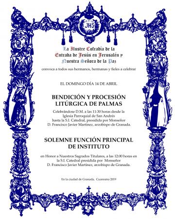 Cofradía Borriquilla Granada: BENDICIÓN Y PROCESIÓN LITÚRGICA DE PALMAS