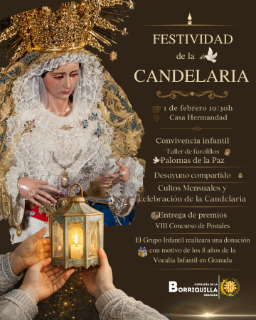 Cofradía Borriquilla Granada: ACTOS PARA LA FESTIVIDAD DE LA CANDELARIA 2026