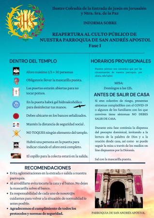 Cofradía Borriquilla Granada: REAPERTURA AL CULTO PÚBLICO DE NUESTRA PARROQUIA. FASE I POR EL ESTADO DE ALARMA SANITARIA POR EL COVID-19