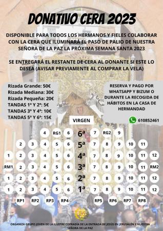 Cofradía Borriquilla Granada: COLABORA E ILUMINA EL PASO DE PALIO DE NUESTRA SEÑORA DE LA PAZ 2023