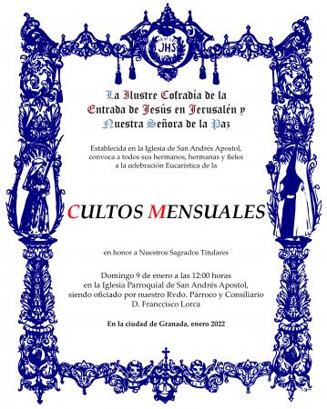 Cofradía Borriquilla Granada: CULTOS MENSUALES ENERO 2022