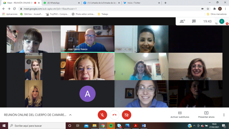 Cofradía Borriquilla Granada: LAS CAMARERAS HAN COMPARTIDO ON-LINE PROYECTOS E ILUSIONES