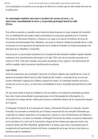 Cofradía Borriquilla Granada: NUEVAS FASES EN LA RESTAURACIÓN DE NUESTRA SEDE, LA IGLESIA DE SAN ANDRÉS