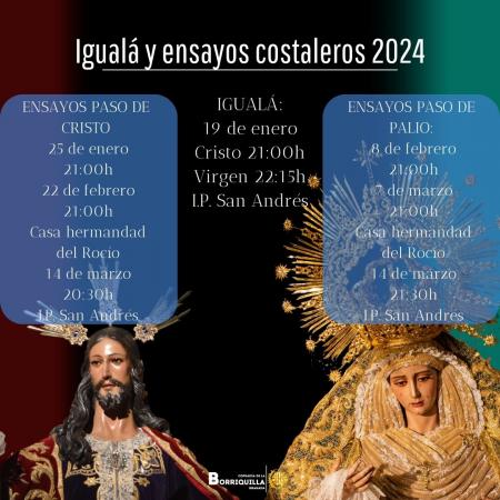 Cofradía Borriquilla Granada: IGUALÁ Y ENSAYOS DEL CUERPO DE COSTALEROS DEL SEÑOR Y LA VIRGEN