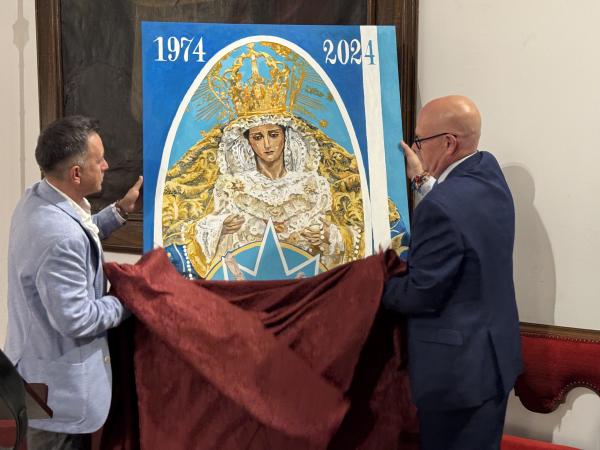 Cofradía Borriquilla Granada: PINTURA DE MANUEL OBREGÓN POR EL CINCUENTA ANIVERSARIO DE NTRA. SRA. DE LA PAZ