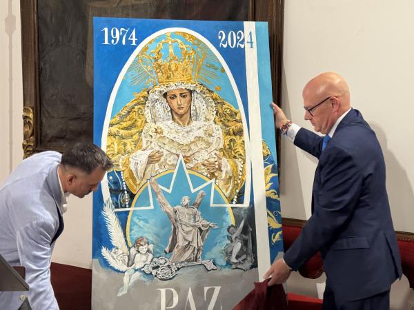 Cofradía Borriquilla Granada: PINTURA DE MANUEL OBREGÓN POR EL CINCUENTA ANIVERSARIO DE NTRA. SRA. DE LA PAZ