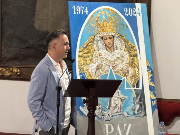 Cofradía Borriquilla Granada: PINTURA DE MANUEL OBREGÓN POR EL CINCUENTA ANIVERSARIO DE NTRA. SRA. DE LA PAZ