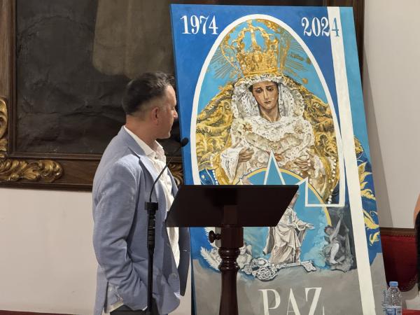 Cofradía Borriquilla Granada: PINTURA DE MANUEL OBREGÓN POR EL CINCUENTA ANIVERSARIO DE NTRA. SRA. DE LA PAZ