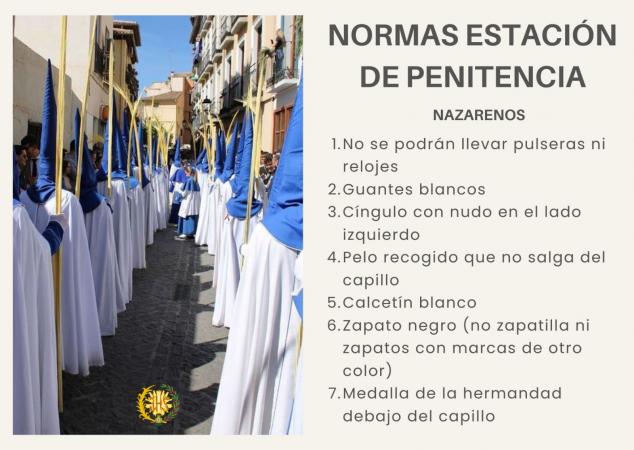 Cofradía Borriquilla Granada: NORMAS PARA LA ESTACIÓN DE PENITENCIA 2026 Y EDADES PARA PUESTOS