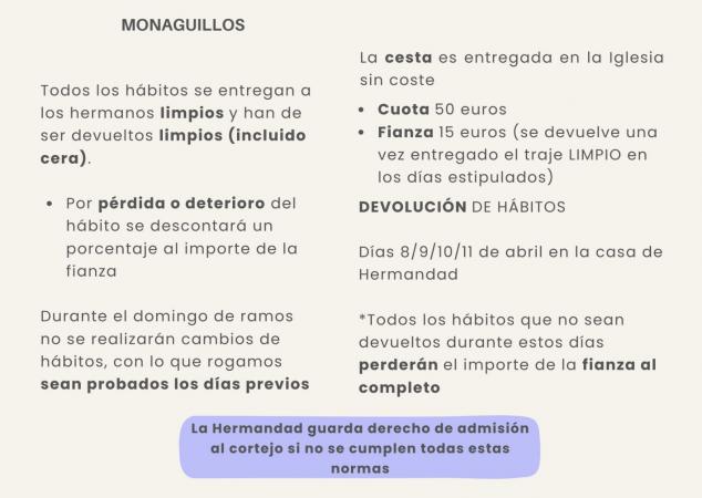 Cofradía Borriquilla Granada: NORMAS PARA LA ESTACIÓN DE PENITENCIA 2026 Y EDADES PARA PUESTOS