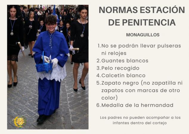 Cofradía Borriquilla Granada: NORMAS PARA LA ESTACIÓN DE PENITENCIA 2026 Y EDADES PARA PUESTOS