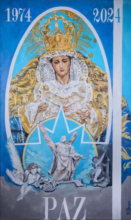 Cofradía Borriquilla Granada: PINTURA DE MANUEL OBREGÓN POR EL CINCUENTA ANIVERSARIO DE NTRA. SRA. DE LA PAZ