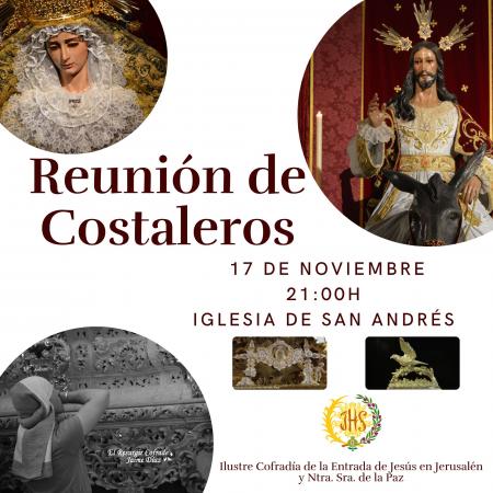 Cofradía Borriquilla Granada: CONVOCATORIA: REUNIÓN CUERPO DE COSTALEROS DE JESÚS EN LA ENTRADA EN JERUSALÉN Y NTRA. SRA. DE LA PAZ