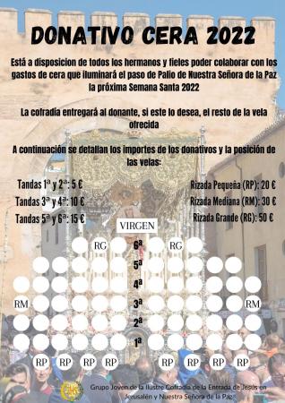 Cofradía Borriquilla Granada: COLABORA E ILUMINA EL PASO DE PALIO DE NUESTRA SEÑORA DE LA PAZ 2022